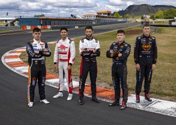 The five New Zealand drivers in the Supercars Championship field, at Taupo. Image: Supplied